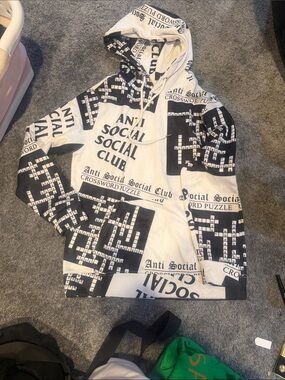 Anti Social Social Club ASSC Crossword Puzzle Hoodie Size Small